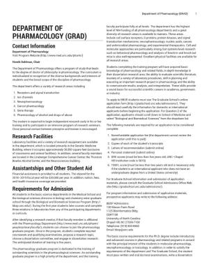 Department of Pharmacology (GRAD) 1