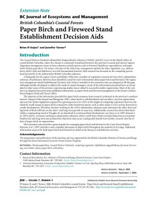 Paper Birch and Fireweed Stand Establishment Decision Aids