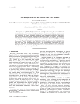 Error Budget of Inverse Box Models: the North Atlantic