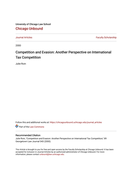 Competition and Evasion: Another Perspective on International Tax Competition