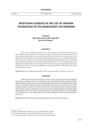 Mysticism Elements in the Use of Firearm Technology in the Manuscript on Firearms
