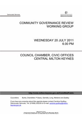 Community Governance Review Working Group Wednesday 20 July
