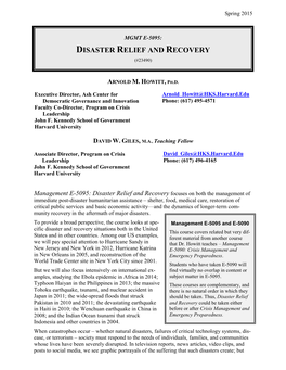 Disaster Relief and Recovery (#23490)