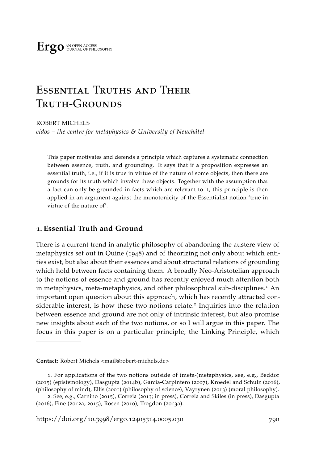 Essential Truths and Their Truth-Grounds