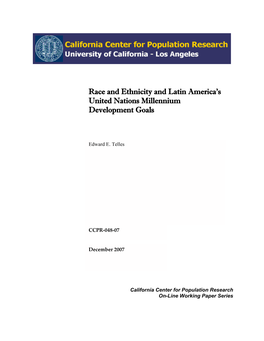 Race and Ethnicity and Latin America's United Nations Millennium Development Goals