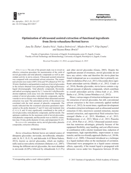 Optimization of Ultrasound Assisted Extraction of Functional Ingredients