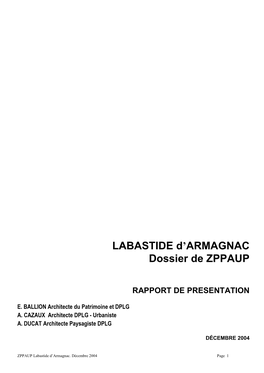 LABASTIDE D'armagnac Dossier De ZPPAUP