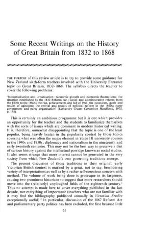 Some Recent Writings on the History of Great Britain from 1832 to 1868