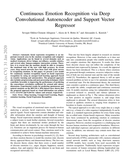 Continuous Emotion Recognition Via Deep Convolutional Autoencoder and Support Vector Regressor