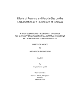 Effects of Pressure and Particle Size on the Carbonization of a Packed Bed of Biomass