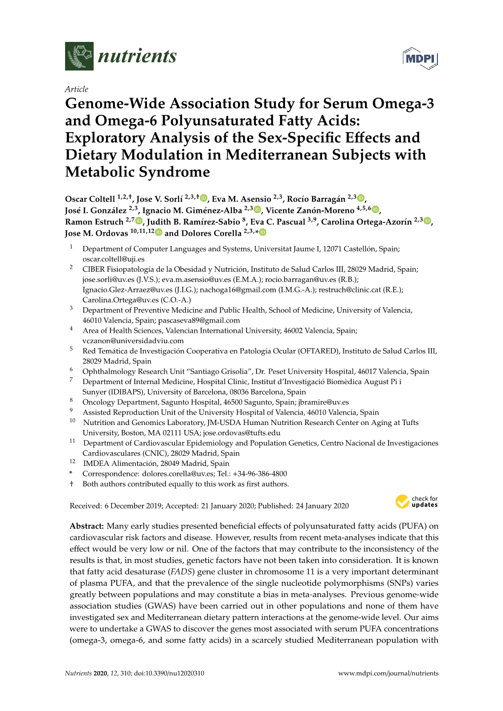 Genome-Wide Association Study for Serum Omega-3 and Omega-6