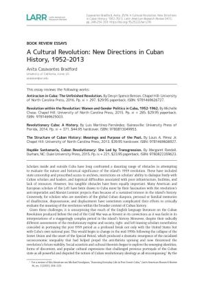 A Cultural Revolution: New Directions in Cuban History, 1952–2013