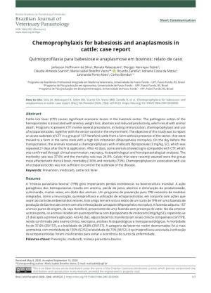 Chemoprophylaxis for Babesiosis and Anaplasmosis in Cattle: Case Report