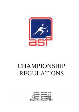 Championship Regulations Are Divided Into the Following Sections