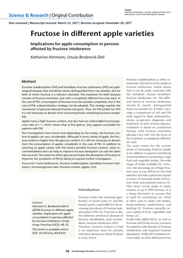 Fructose in Different Apple Varieties