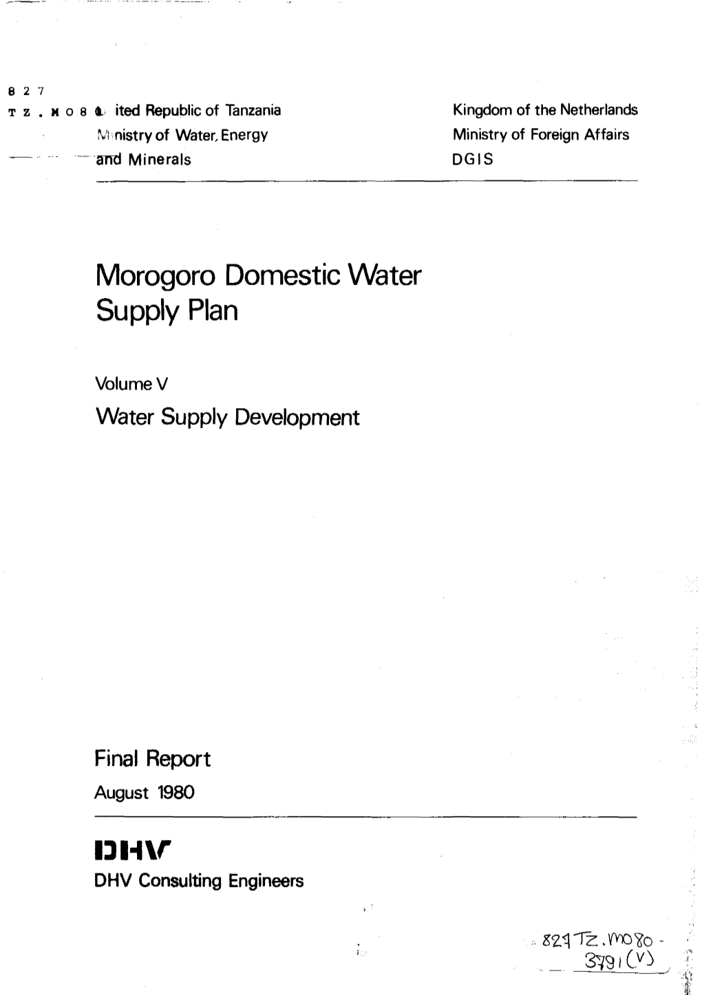 Morogoro Domestic Water Supply Plan IDH\R