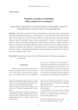 Vitamins As Markers of Nutrition: What Vitamers Do We Measure?