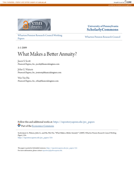 What Makes a Better Annuity? Jason S