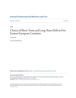 Choice of Short-Term and Long-Term Debt in Five Eastern European Countries Anoop Rai