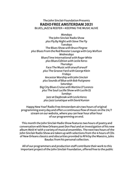 Radio Free Amsterdam 2021 Blues, Jazz & Reefer—Keeping the Music Alive