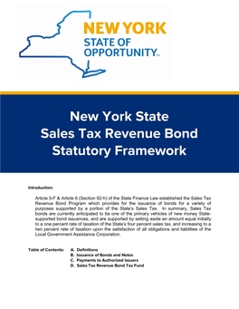 New York State Sales Tax Revenue Bond Statutory Framework