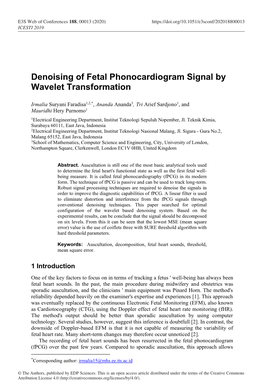Denoising of Fetal Phonocardiogram Signal by Wavelet Transformation