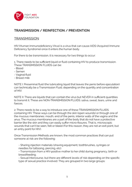 Transmission / Reinfection / Prevention Transmission