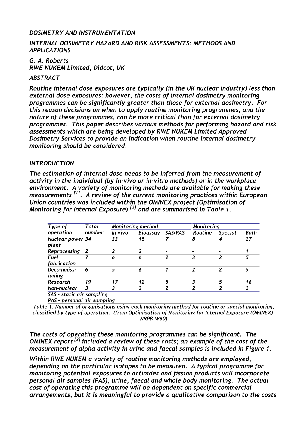 Internal Dosimetry Hazard and Risk Assessments: Methods and Applications G