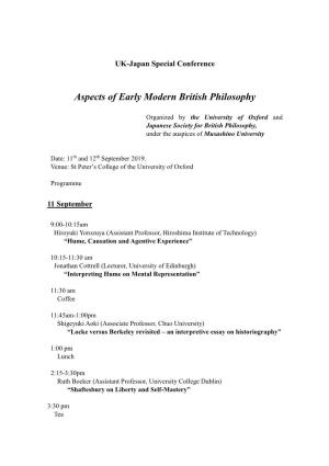 Aspects of Early Modern British Philosophy
