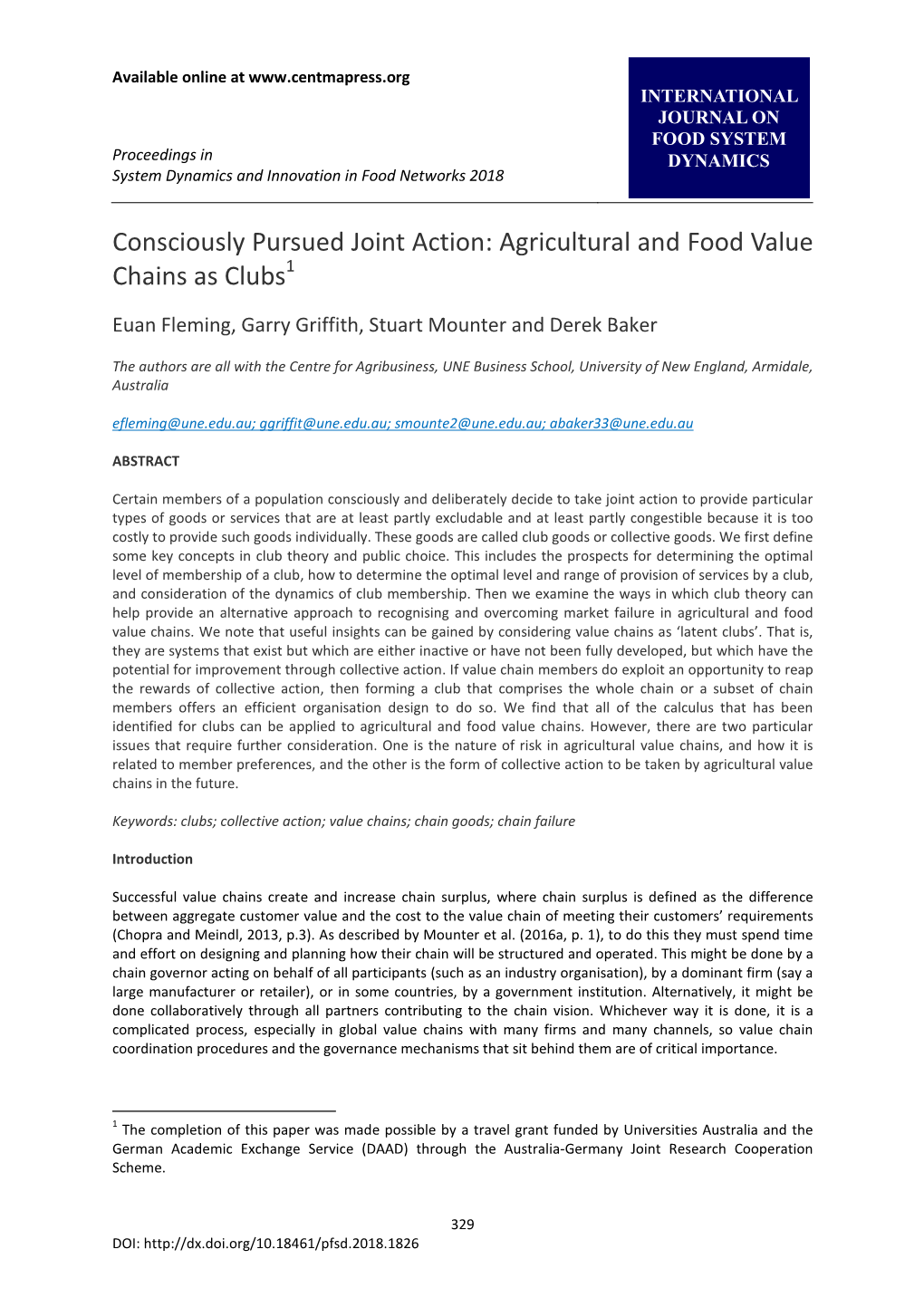 Agricultural and Food Value Chains As Clubs 1