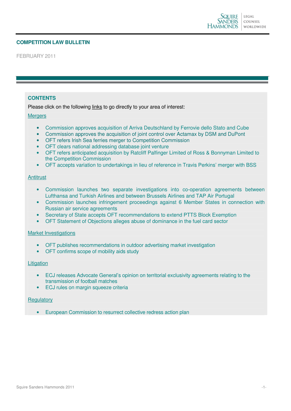 Competition Law Bulletin February