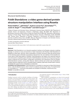 Foldit Standalone: a Video Game-Derived Protein Structure