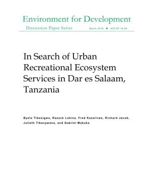In Search of Urban Recreational Ecosystem Services in Dar Es Salaam, Tanzania