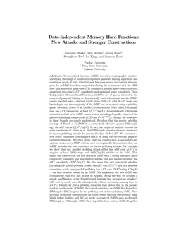 Data-Independent Memory Hard Functions: New Attacks and Stronger Constructions