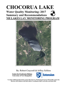 CHOCORUA LAKE Water Quality Monitoring: 2017 Summary and Recommendations NH LAKES LAY MONITORING PROGRAM