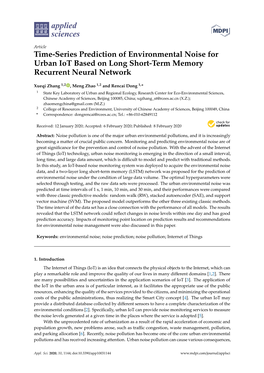 Time-Series Prediction of Environmental Noise for Urban Iot Based on Long Short-Term Memory Recurrent Neural Network