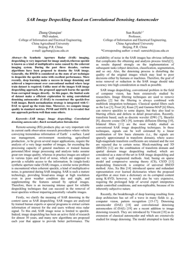 SAR Image Despeckling Based on Convolutional Denoising Autoencoder