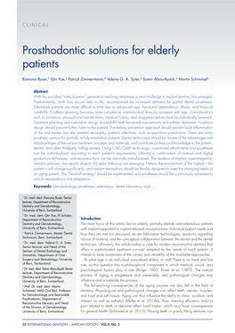 Prosthodontic Solutions for Elderly Patients