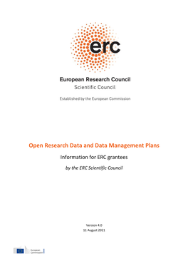ERC Document on Open Research Data and Data Management Plans