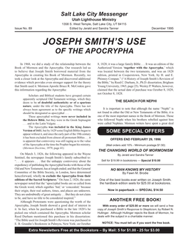 Joseph Smith's Use of the Apocrypha