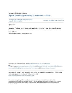 Slaves, Coloni, and Status Confusion in the Late Roman Empire