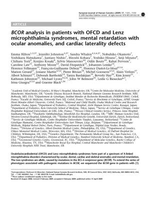 BCOR Analysis in Patients with OFCD and Lenz Microphthalmia Syndromes, Mental Retardation with Ocular Anomalies, and Cardiac Laterality Defects