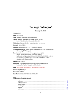 Package 'Adimpro'