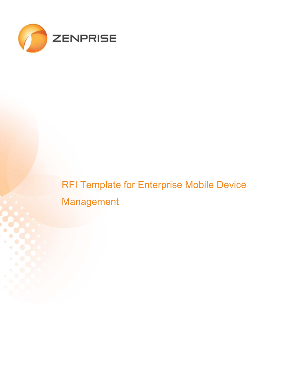 RFI Template for Enterprise Mobile Device Management