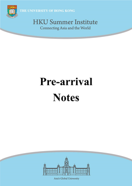 Pre-Arrival Notes Table of Contents