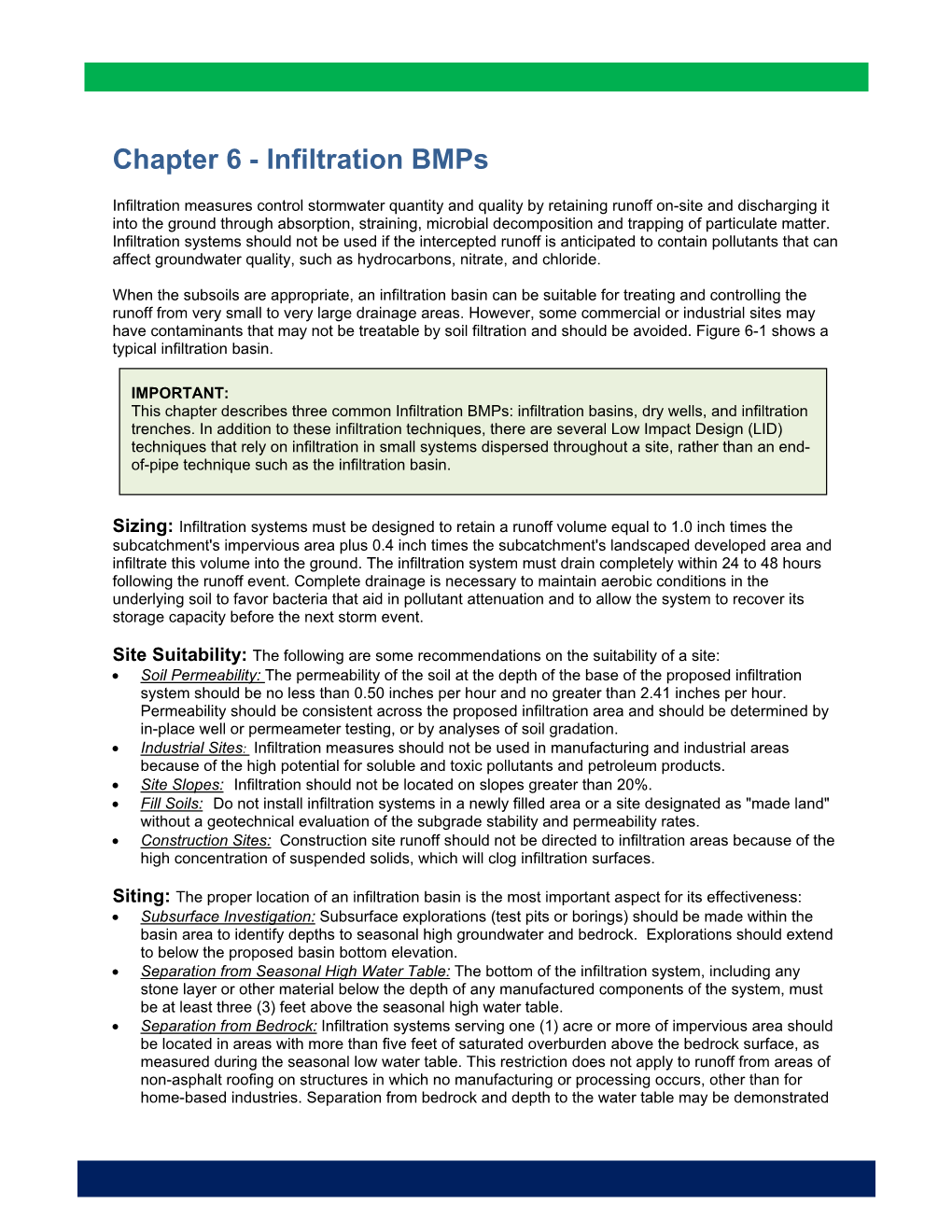 Chapter 6 - Infiltration Bmps