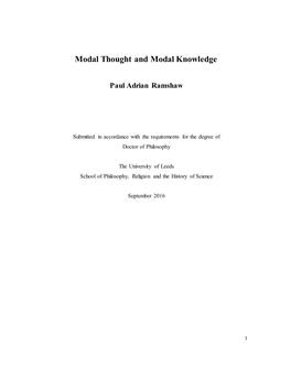 Modal Thought and Modal Knowledge