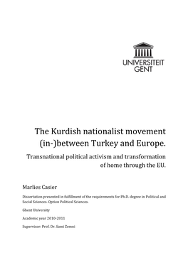 The Kurdish Nationalist Movement (In-)Between Turkey and Europe