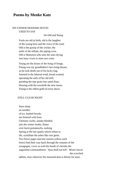 Poems by Menke Katz