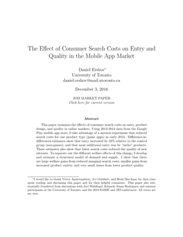 The Effect of Consumer Search Costs on Entry and Quality in the Mobile